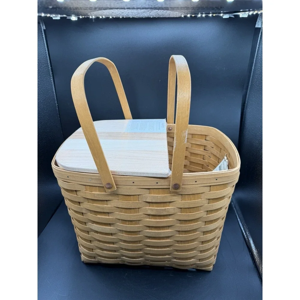 Longaberger 2014 Wine & Cheese Basket 🍷🧀 EUC w/ Lid & Cutting Board (NIP)